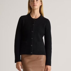 Quince Mongolian Cashmere Structured Black Women's Cardigan